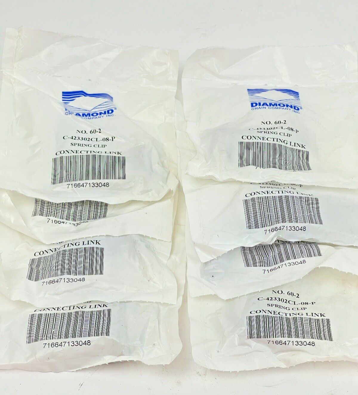 DIAMOND CHAIN COMPANY *LOT OF 8* - C-423302CL-08-P - SPRING CLIP CONNECTING LINK