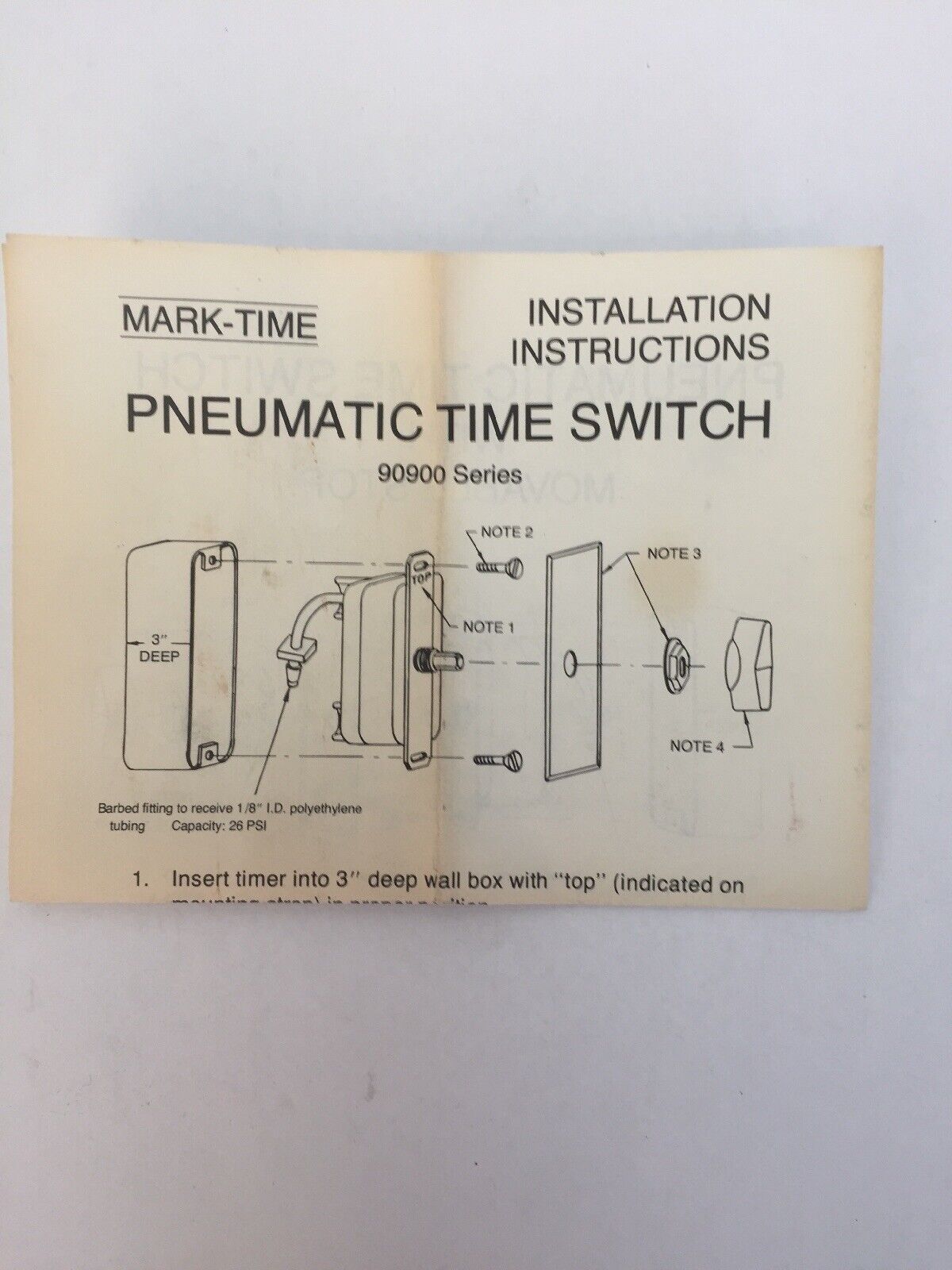 MARKTIME 90907 PNEUMATIC TIME SWITCH 3 HRS OFF TYPE WITHOUT HOLD