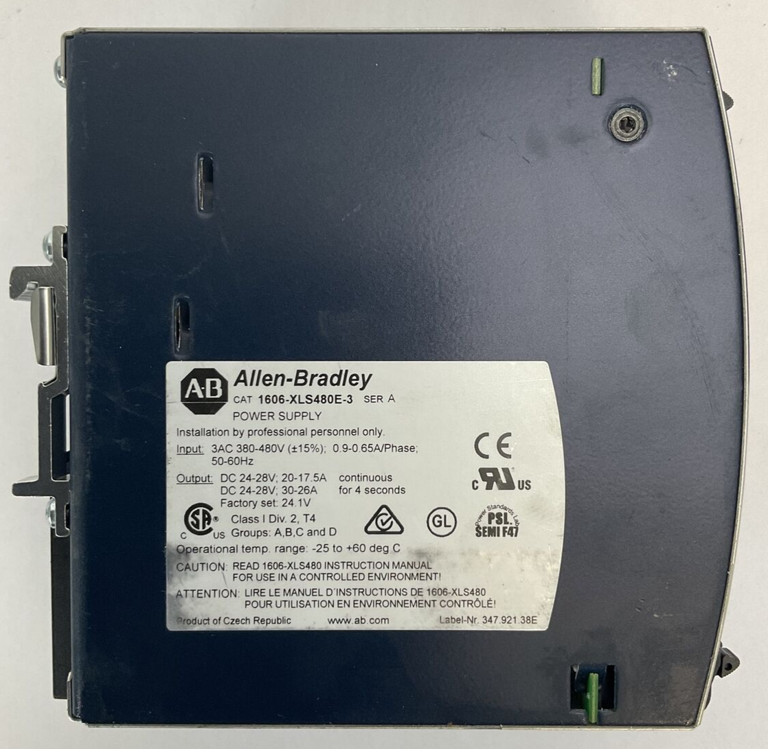 ALLEN BRADLEY 1606-XLS480E-3 SER A POWER SUPPLY OUTPUT 24-28VDC INPUT 380-480VAC