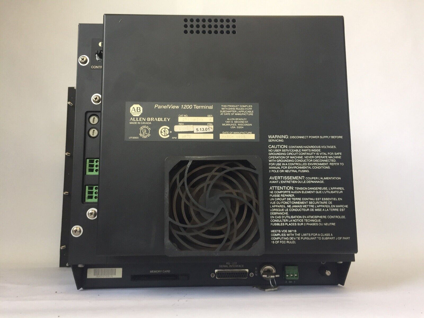 ALLEN BRADLEY 2711-KC1X PANELVIEW 1200 TERMINAL SER F REV C FRN 5.13.01 APM WP7D