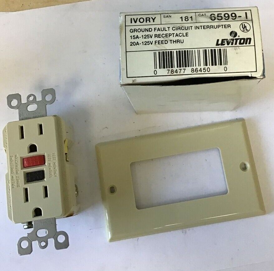 LEVITON 6599-I GROUND FAULT CIRCUIT INTERRUPTER IVORY 20A 125V ***LOTOF3***