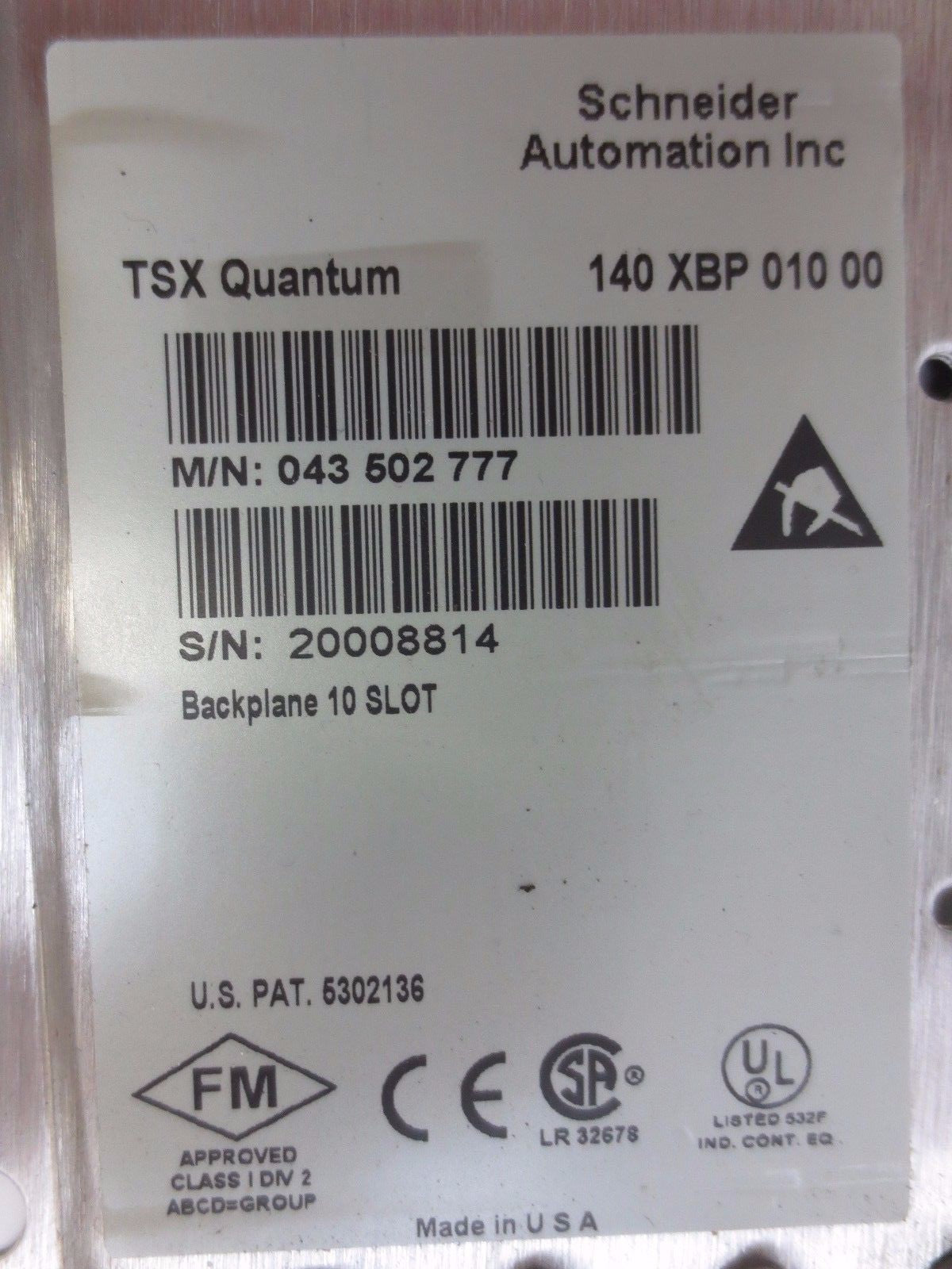 SCHNEIDER / AEG 140 XBP 010 00 TSX QUANTUM 10-SLOT BACKPLANE