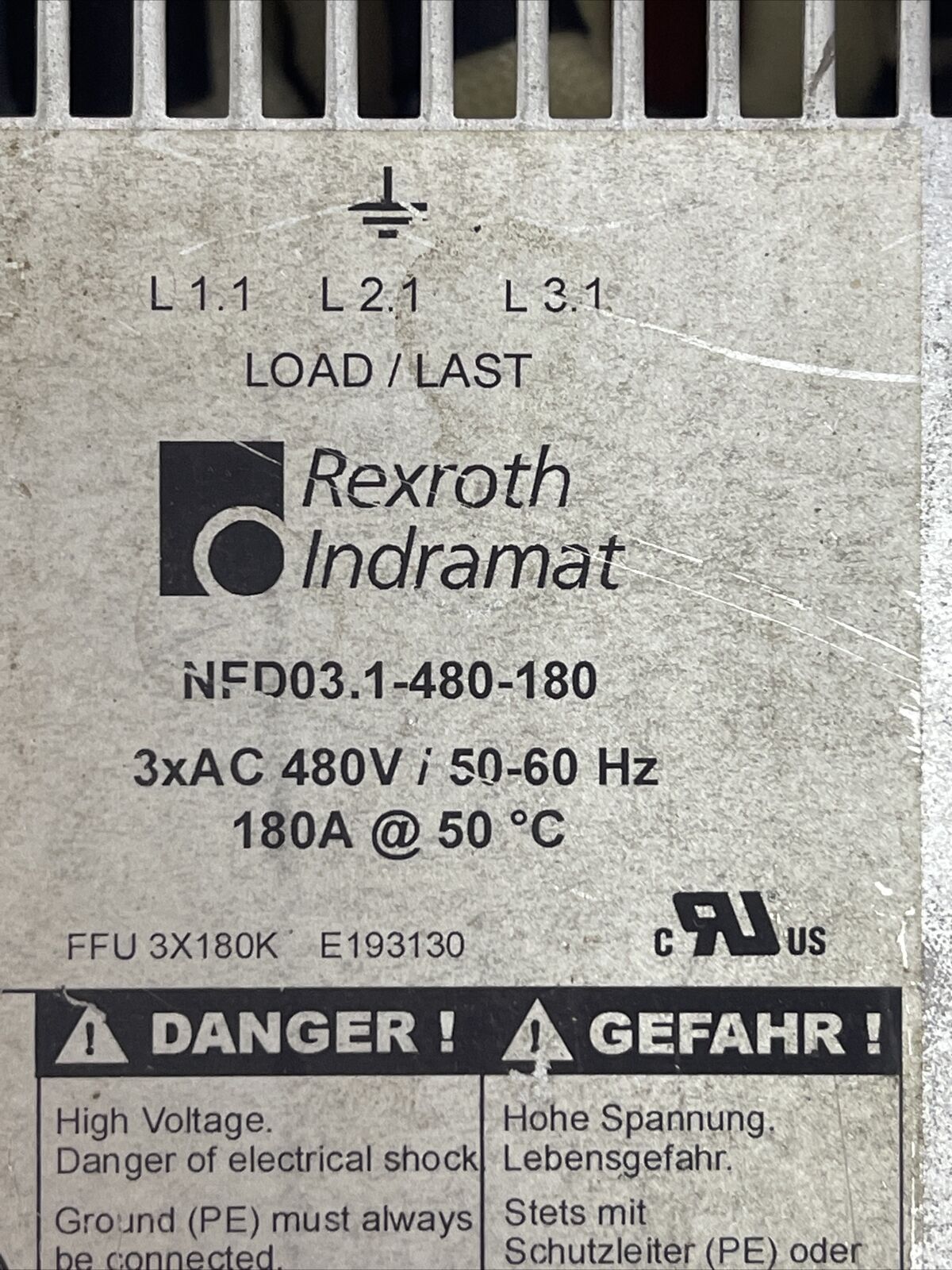 REXROTH INDRAMAT NFD03.1-480-180 INTERFACE FILTER 3 X AC 480V 50-60 HZ 180A
