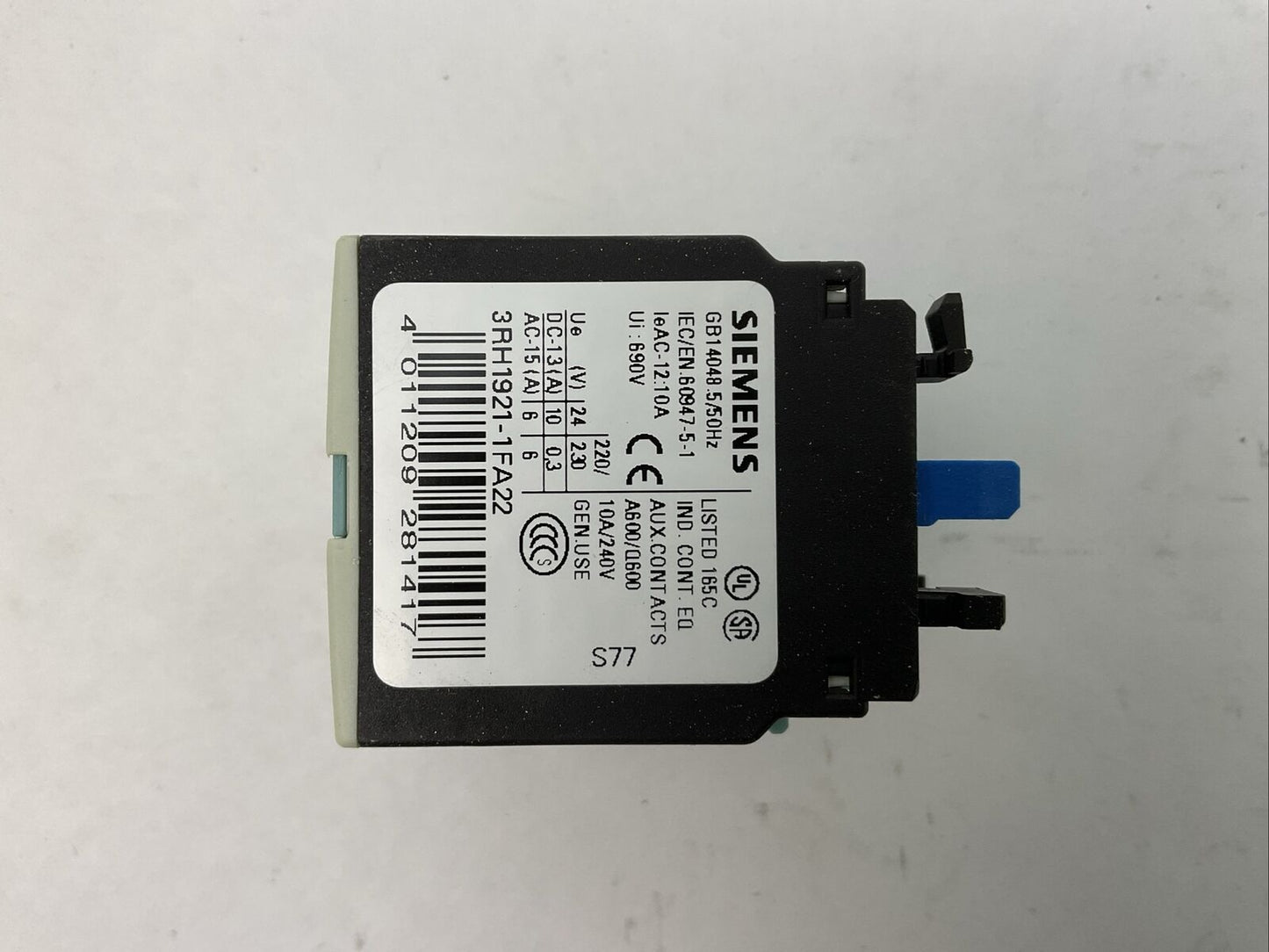 SIEMENS 3RH1921-1FA22 AUXILIARY SWITCH BLOCK