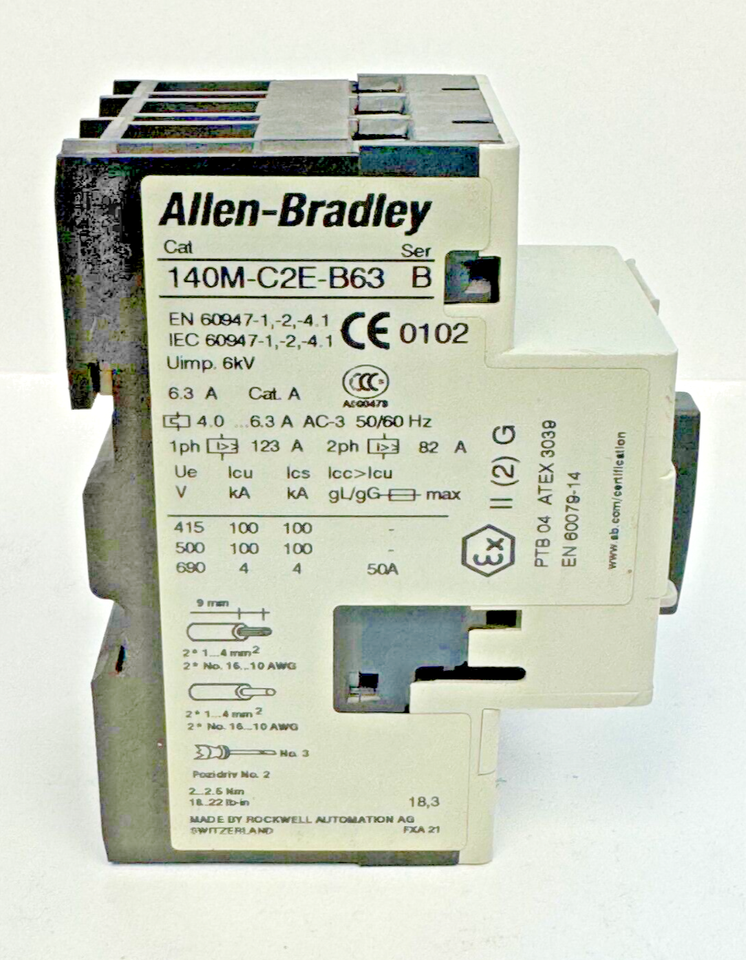 ALLEN-BRADLEY - 140M-C2E-B63 SER. B - MANUAL MOTOR PROTECTOR - 4.0 A - 6.3 A