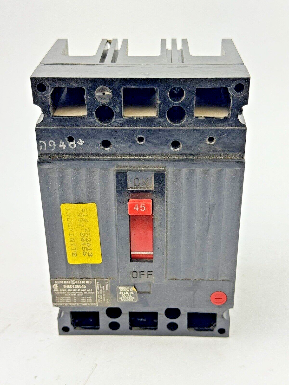 GE - THED136045WL - MOLDED CASE CIRCUIT BREAKER - 45 A, 600 VAC, 3 POLE