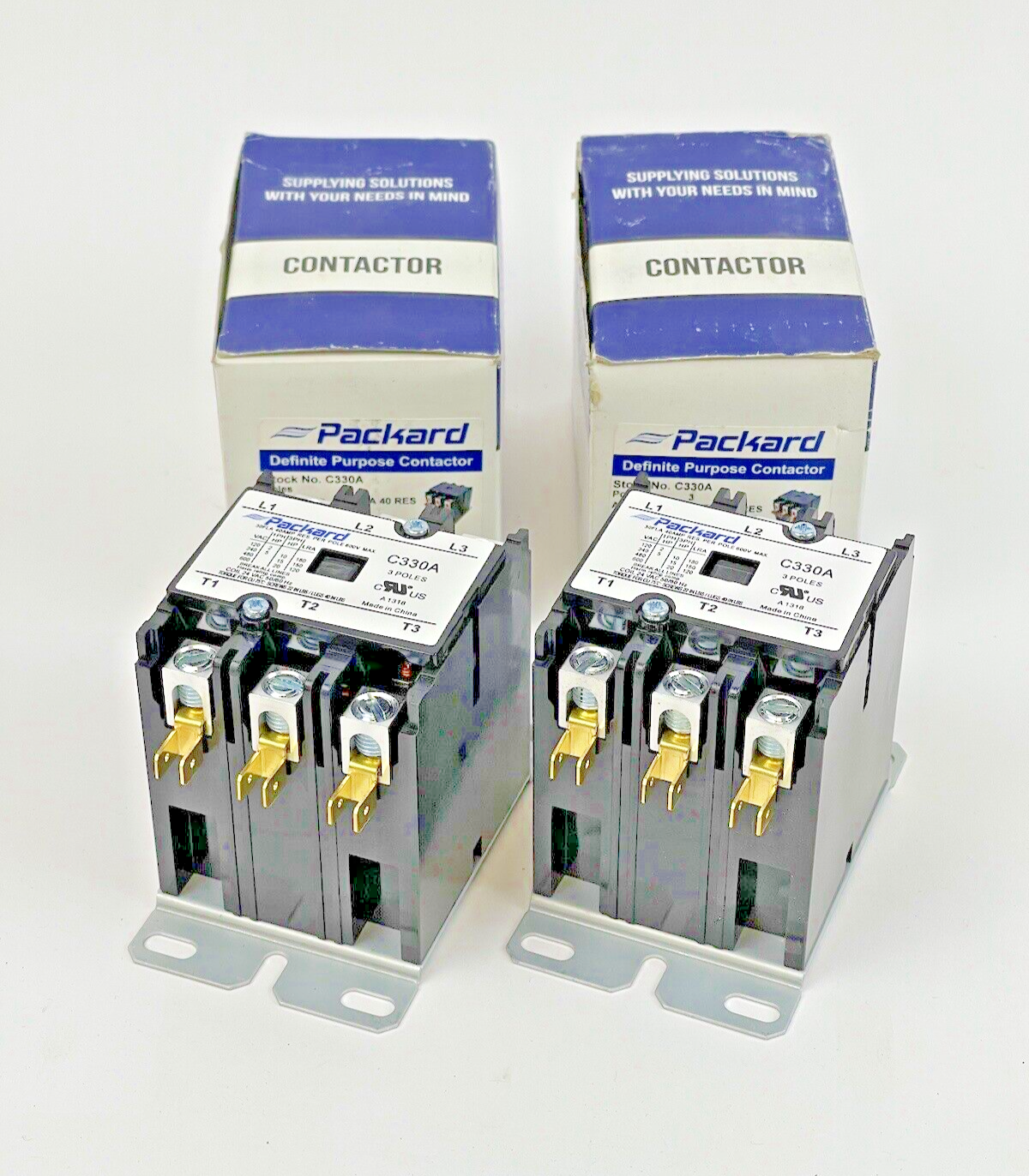 PACKARD *LOT OF 2* - C330A - DEFINITE PURPOSE CONTACTOR - 3 POLE, 30A, 24V 50/60