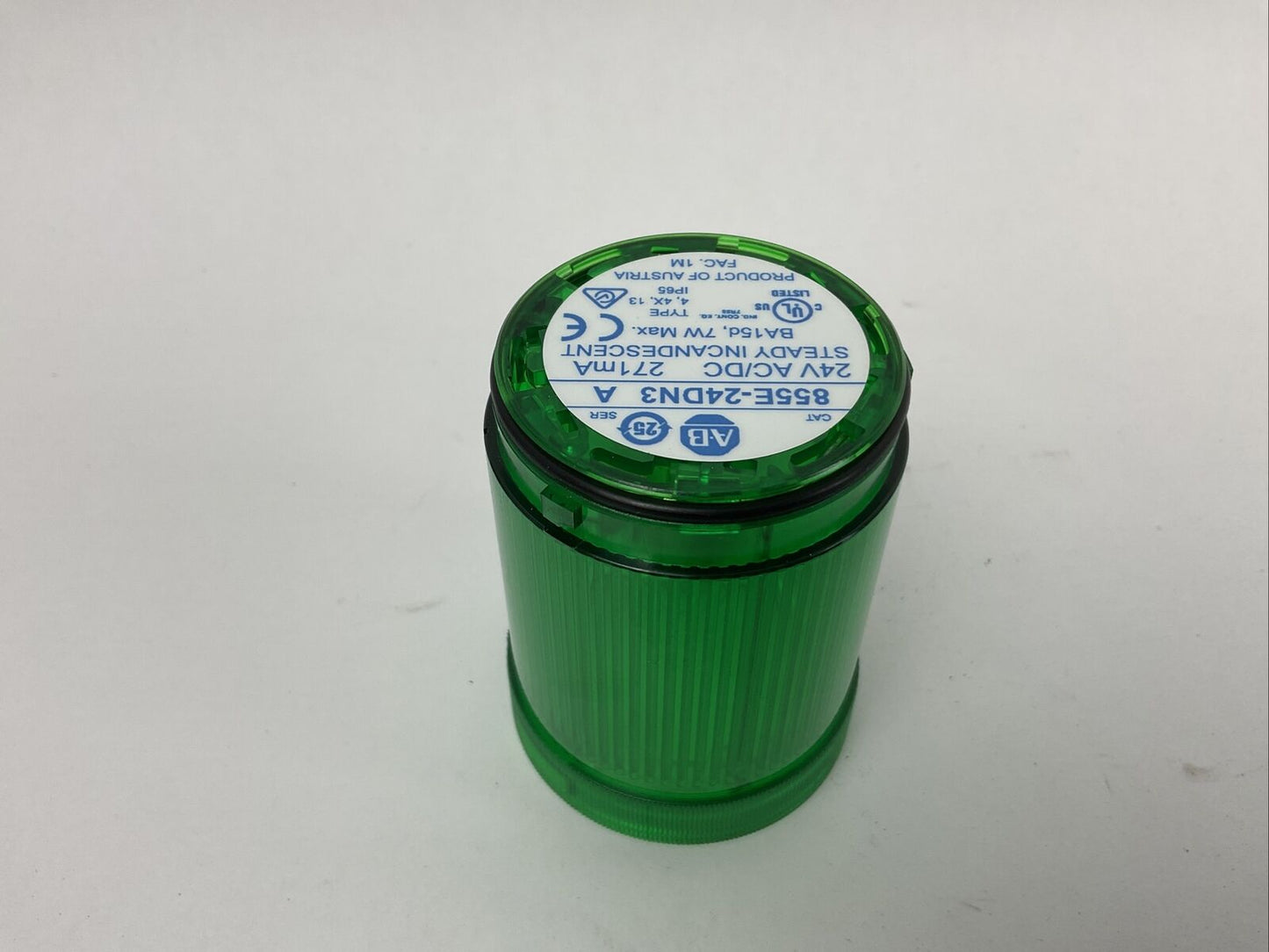 ALLEN BRADLEY 885E-24DN3 SER A 24V 271mA BD 15d 7W STEADY INCANDESCENT GREEN