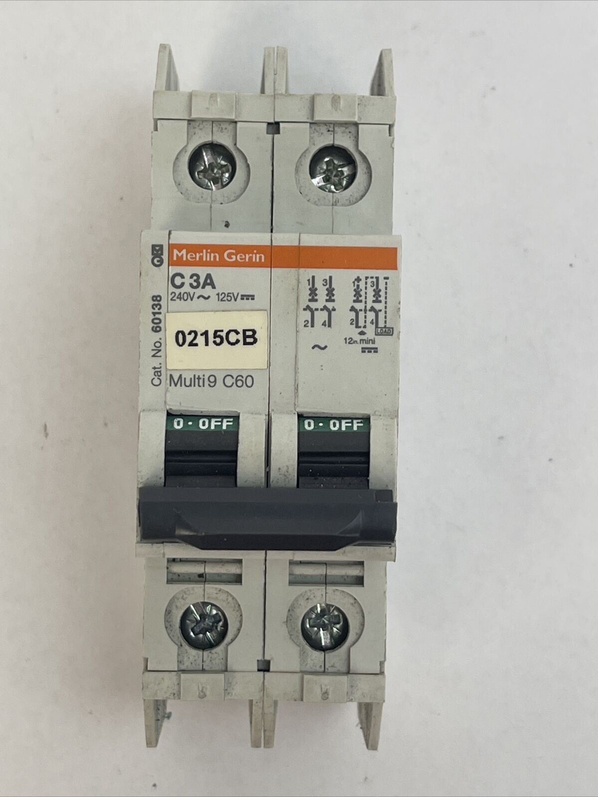 MERLIN GERIN 60138 MULTI9 C60 CIRCUIT BREAKER C 3A 240VAC 125VDC 2POLE