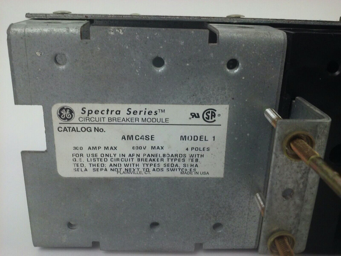 GENERAL ELECTRIC AMC4SE MOD. 1 SPECTRA SER. CIRCUIT BREAKER MODULE 300A 600V 4P