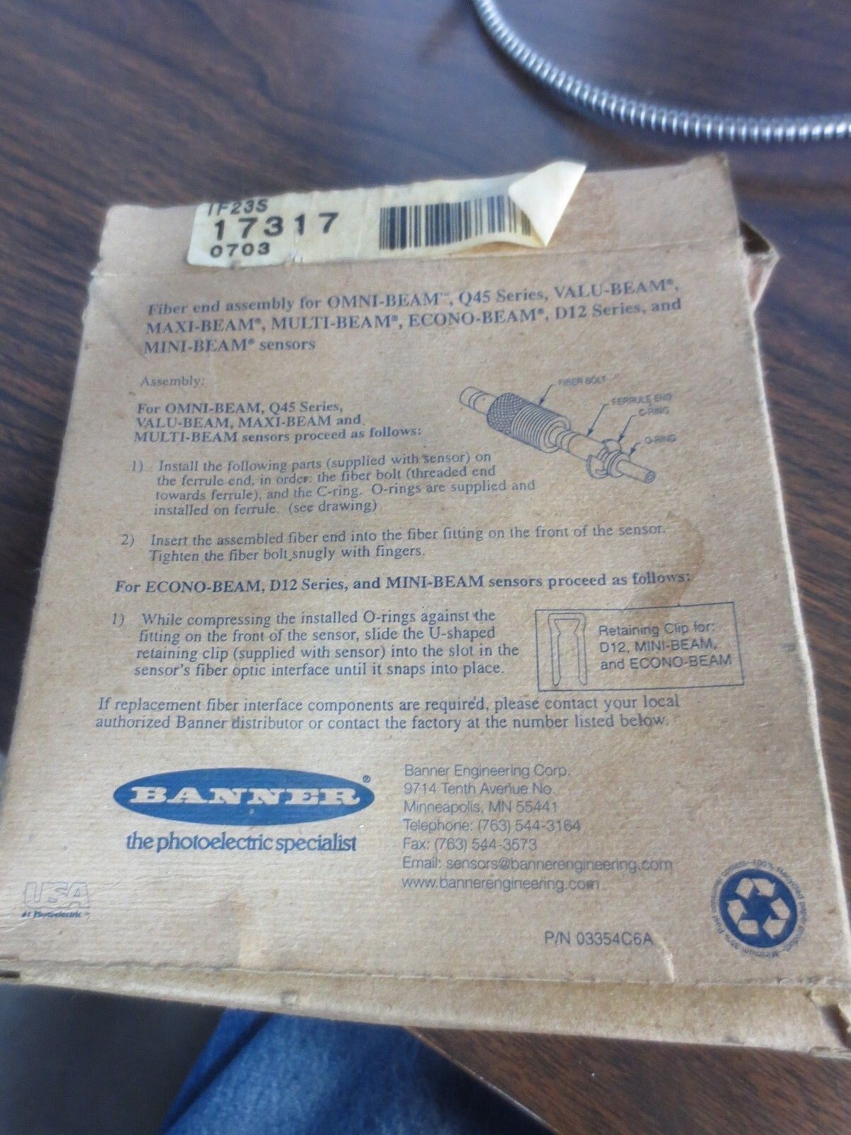 BANNER IF23S - FIBER-OPTIC CABLE - NEW SURPLUS