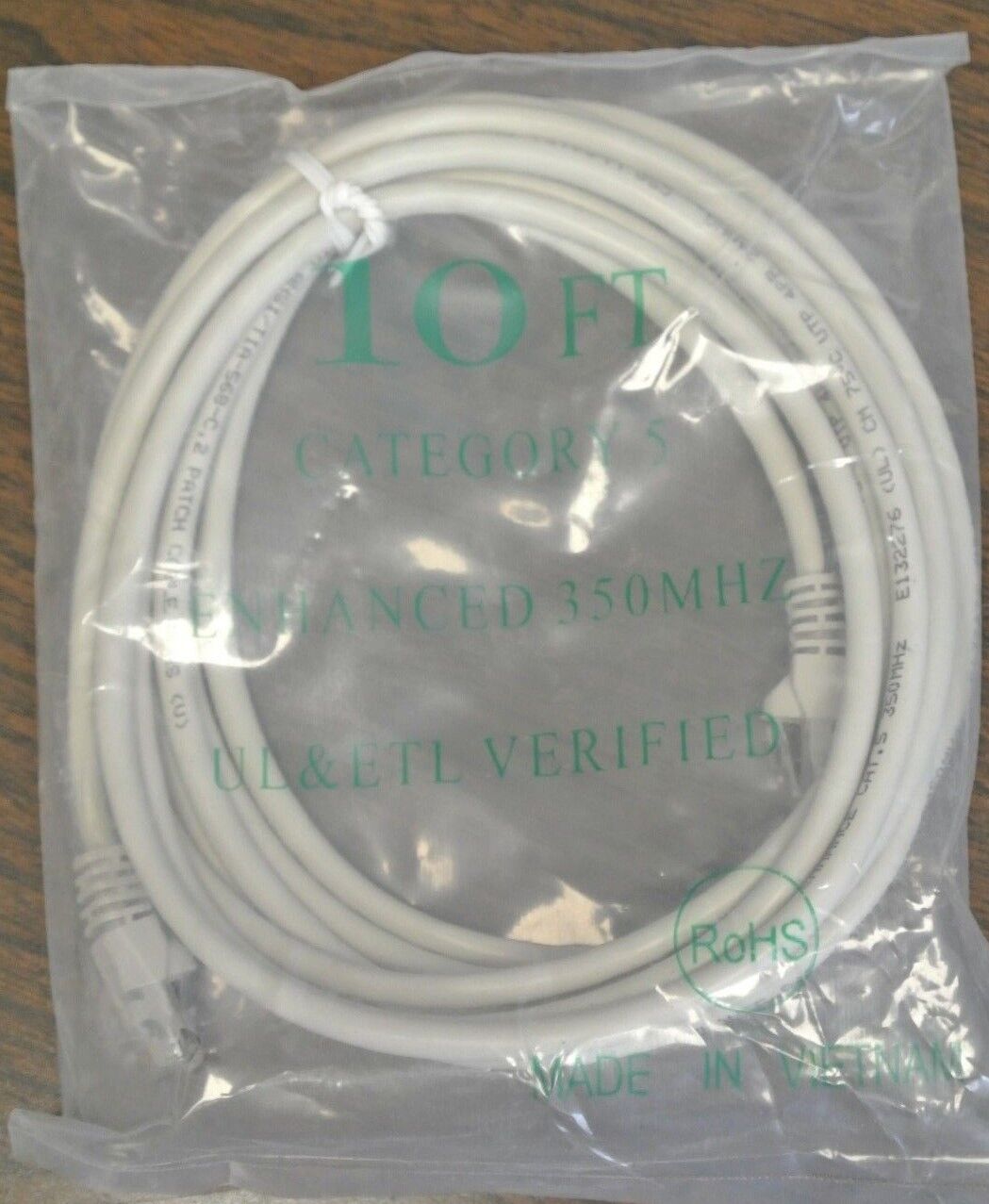 10-FT CATEGORY 5 ENHANCED 350MHz UL & ETL VERIFIED PATCH CABLE ANSI/TIA-568-C.2
