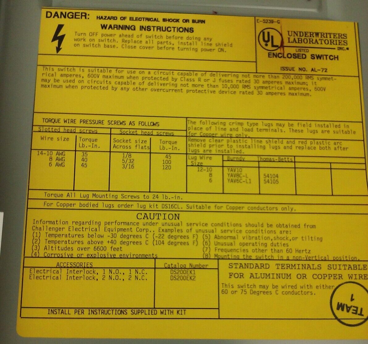 POWERMASTER EATON H361NFK HEAVYDUTY SAFETY SWITCH,30A,600V, 3P, NON FUSIBLE