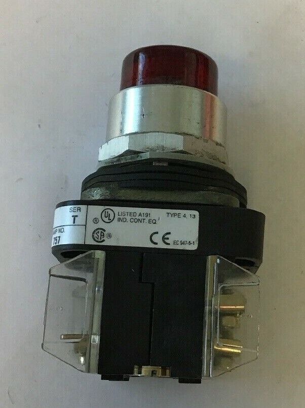 ALLEN BRADLEY 800T-QT24 SER.T RED PUSHBUTTON SWITCH 24VAC/DC #757 LAMP