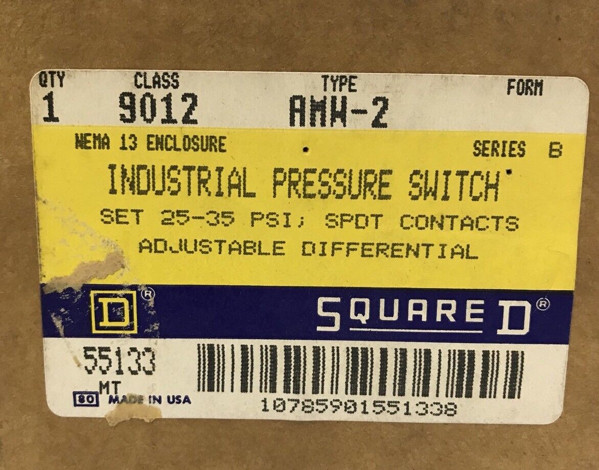 SQUARE D,INDUSTRIAL PRESSURE SWITCH,CLASS 9012-TYPE AMW2, SERIES B, 25-35 PSI