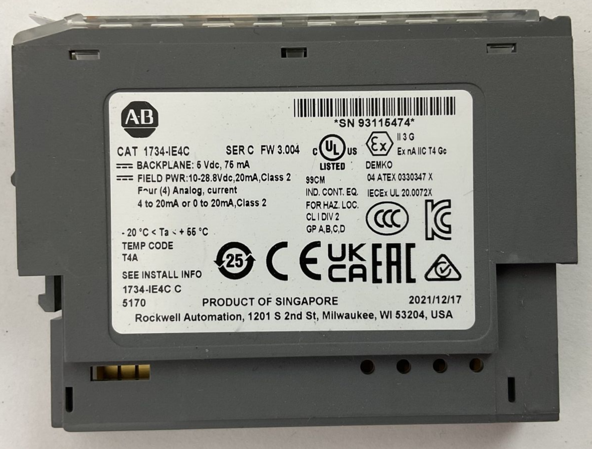 ALLEN BRADLEY 1734-IE4C SER C FW 3.004 4-20mA ANALOG INPUT MODULE