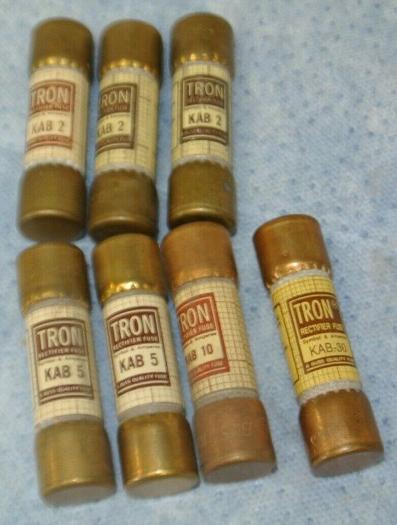 LOT of 7 / BUSS RECTIFIER FUSES / KAB-2, KAB-5, KAB-10, KAB-30 / NEW SURPLUS