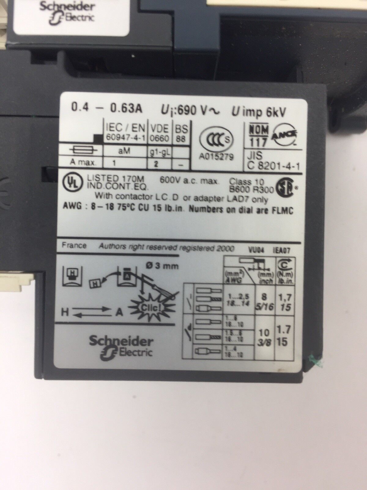 TELEMECANIQUE LC1D09BL CONTACTOR LRD04 OVERLOAD RELAY LAD4TBDL 24V