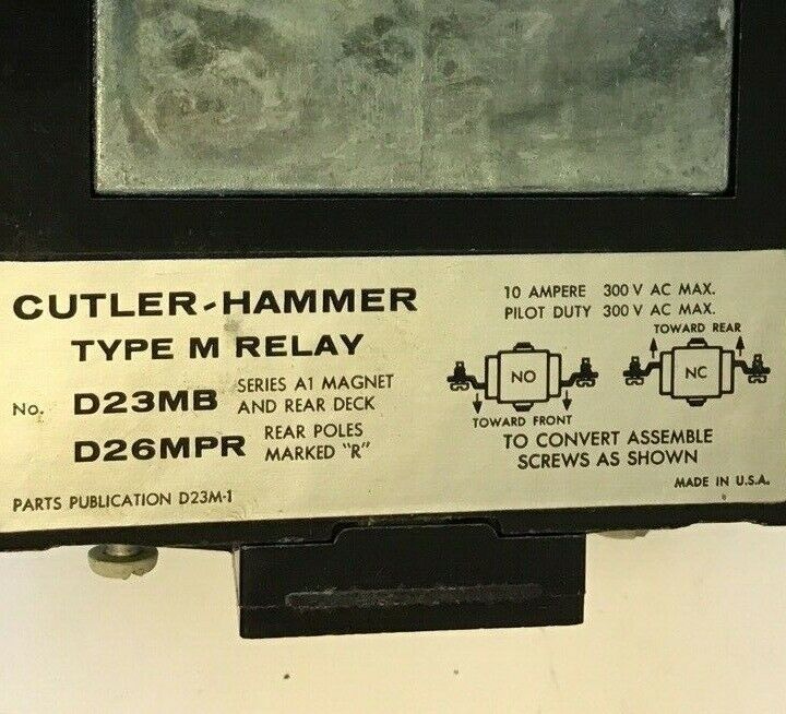 CUTLER HAMMER D23MR20A TYPE "M" AC RELAY 120V 60CY SER.A1