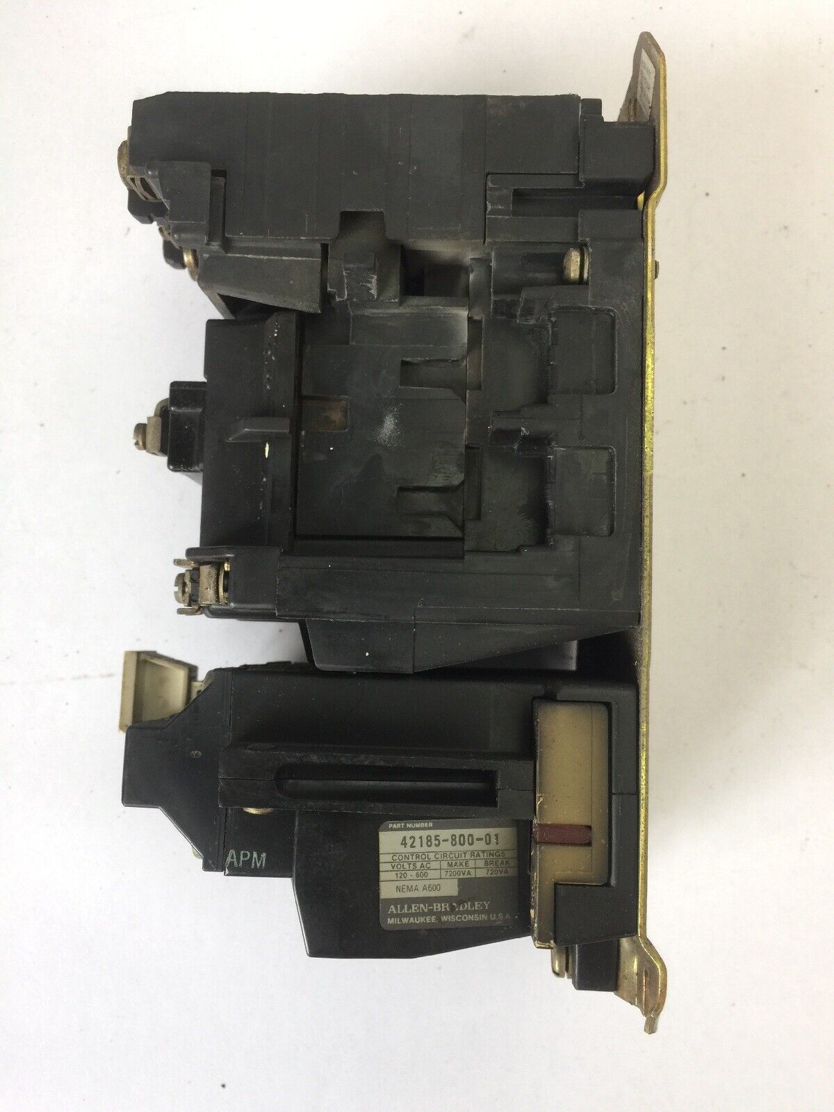 ALLEN BRADLEY 509-B0D SIZE 1 STARTER 600VAC 27AMP 10HP W39 HEATERS 120V COIL