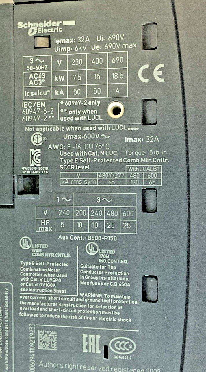 SCHNEIDER ELECTRIC LUCA12FU CONTROLLER 110-120VAC W/ LUB32 POWER BASE