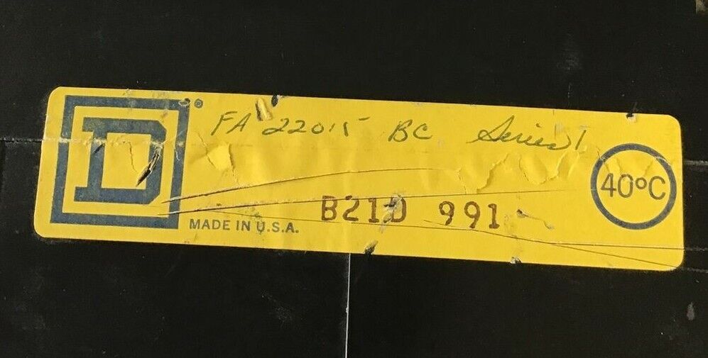 SQUARE D FA22015BC CIRCUIT BREAKER 15AMP 2POLE 240VAC/250VAC
