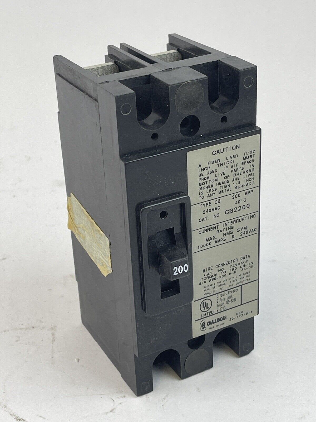 CHALLENGER - CB2200L SERIES A - CIRCUIT BREAKER - 200A/2 POLE/240 VAC
