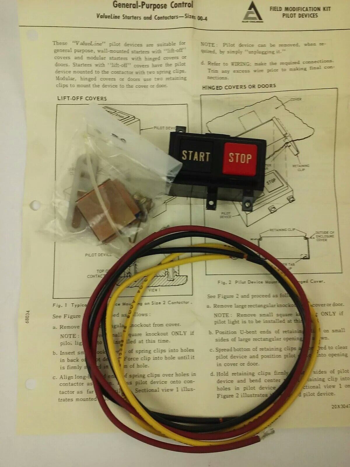 ALLIS CHALMERS 25-107-199-801, START STOP P.B. KIT, NEW SURPLUS