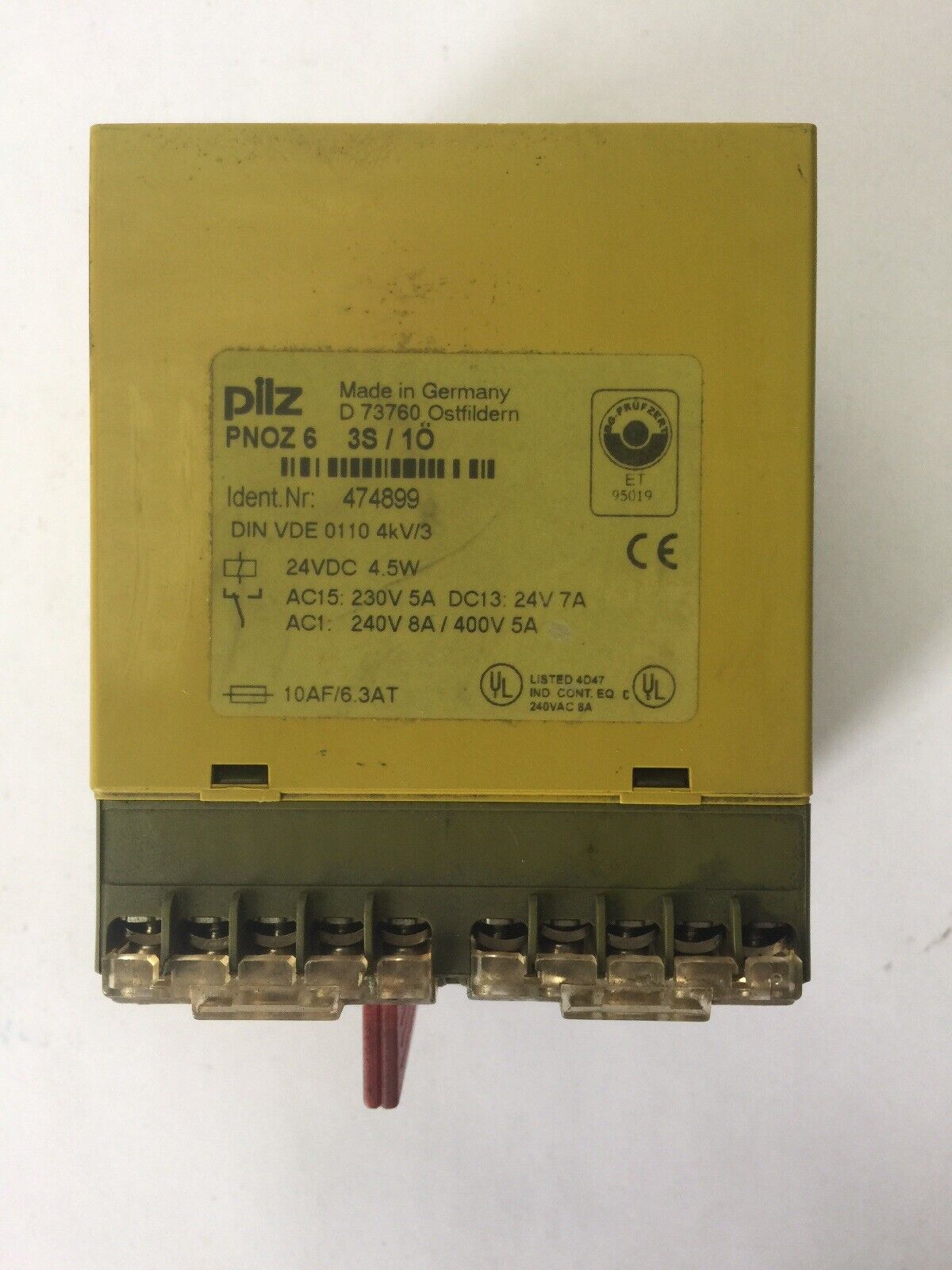 PILZ PNOZ 6 3S/1O SAFETY RELAY 24VDC 4.5W