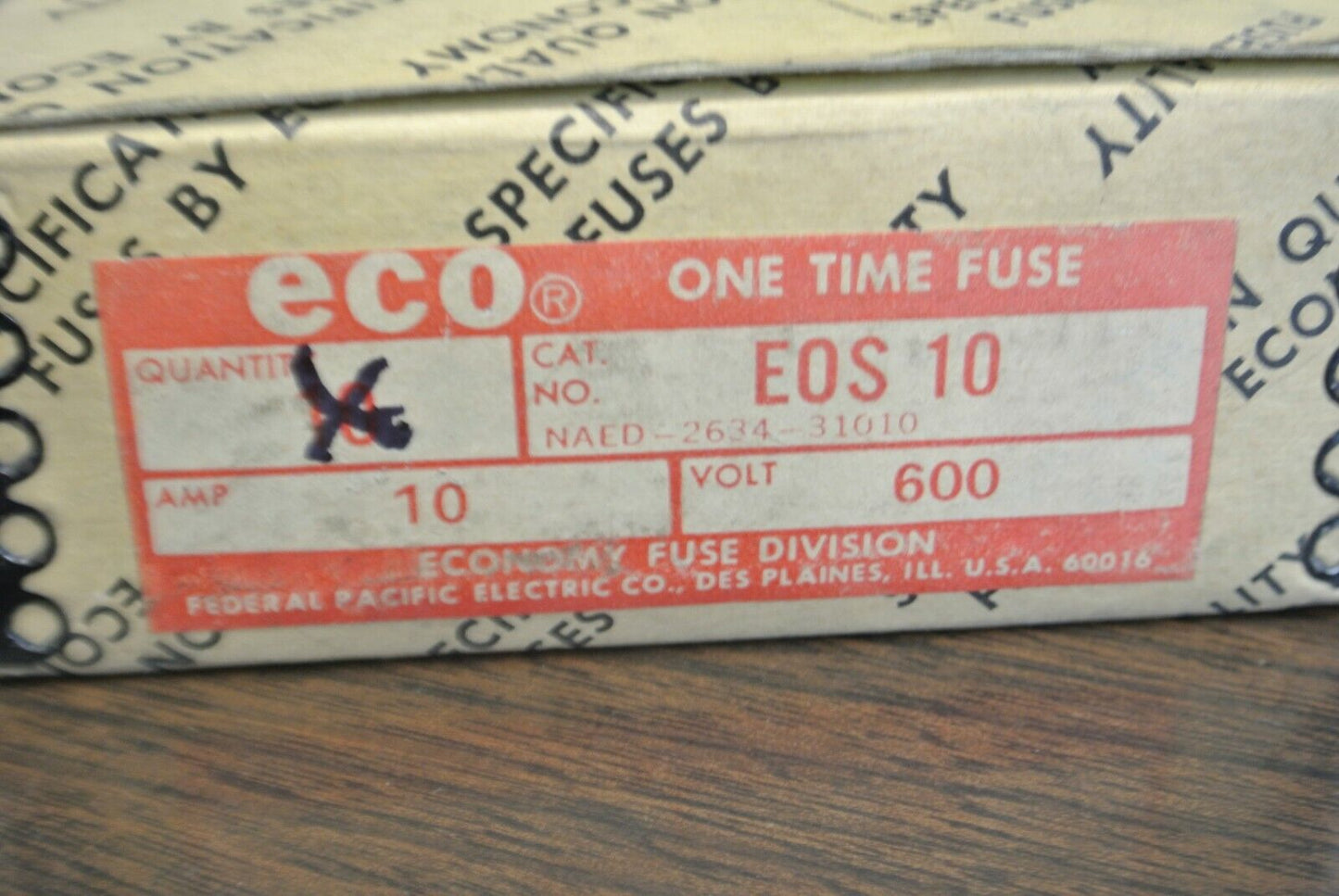 LOT of 9 / ECO / ECONOMY EOS10 ONE-TIME FUSE / 10A / 600V NEW SURPLUS