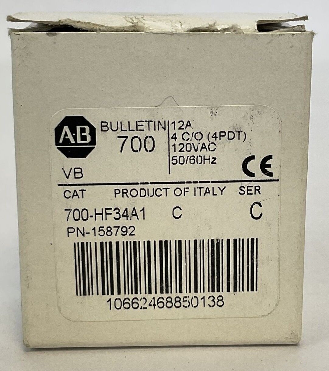 ALLEN BRADLEY 700-HF34A1 SER C RELAY 12A 4 C/O (4PDT) 120VAC 50/60HZ