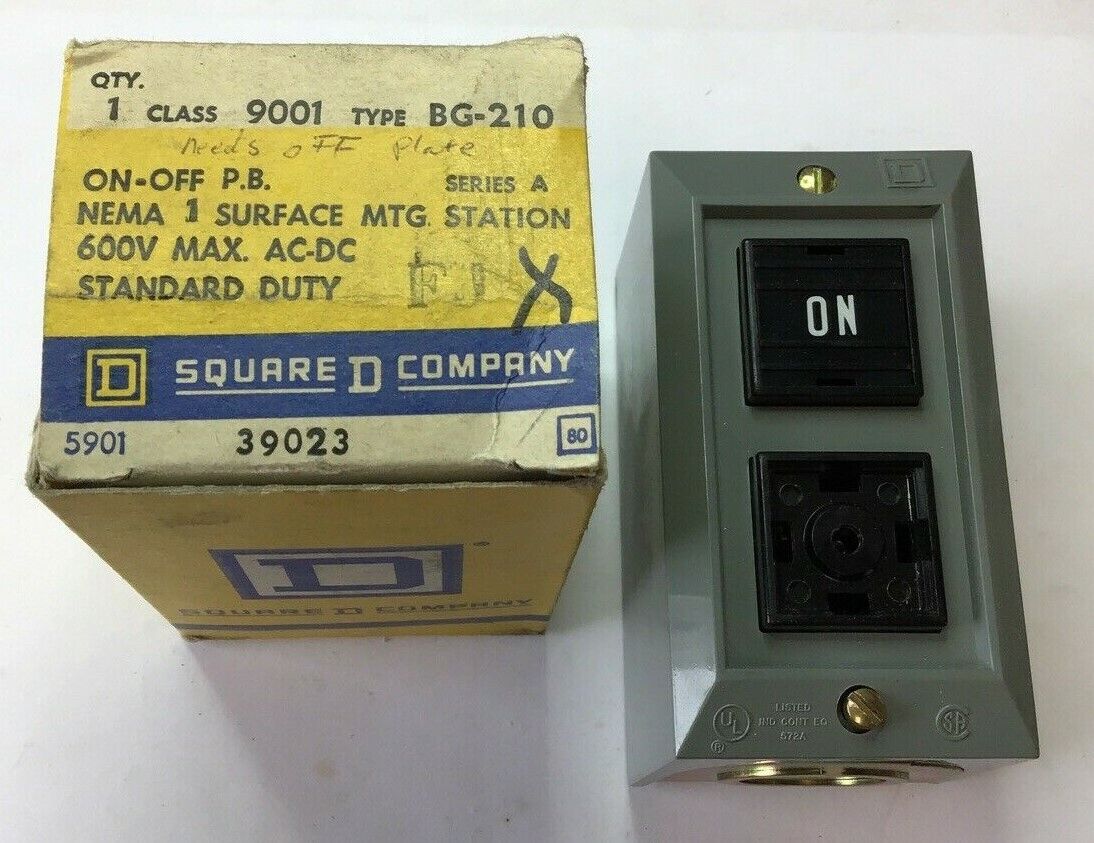 SQUARE D 9001 BG-210 ON-OFF PUSHBUTTON SER.A ***MISSING OFF COVER PLATE***