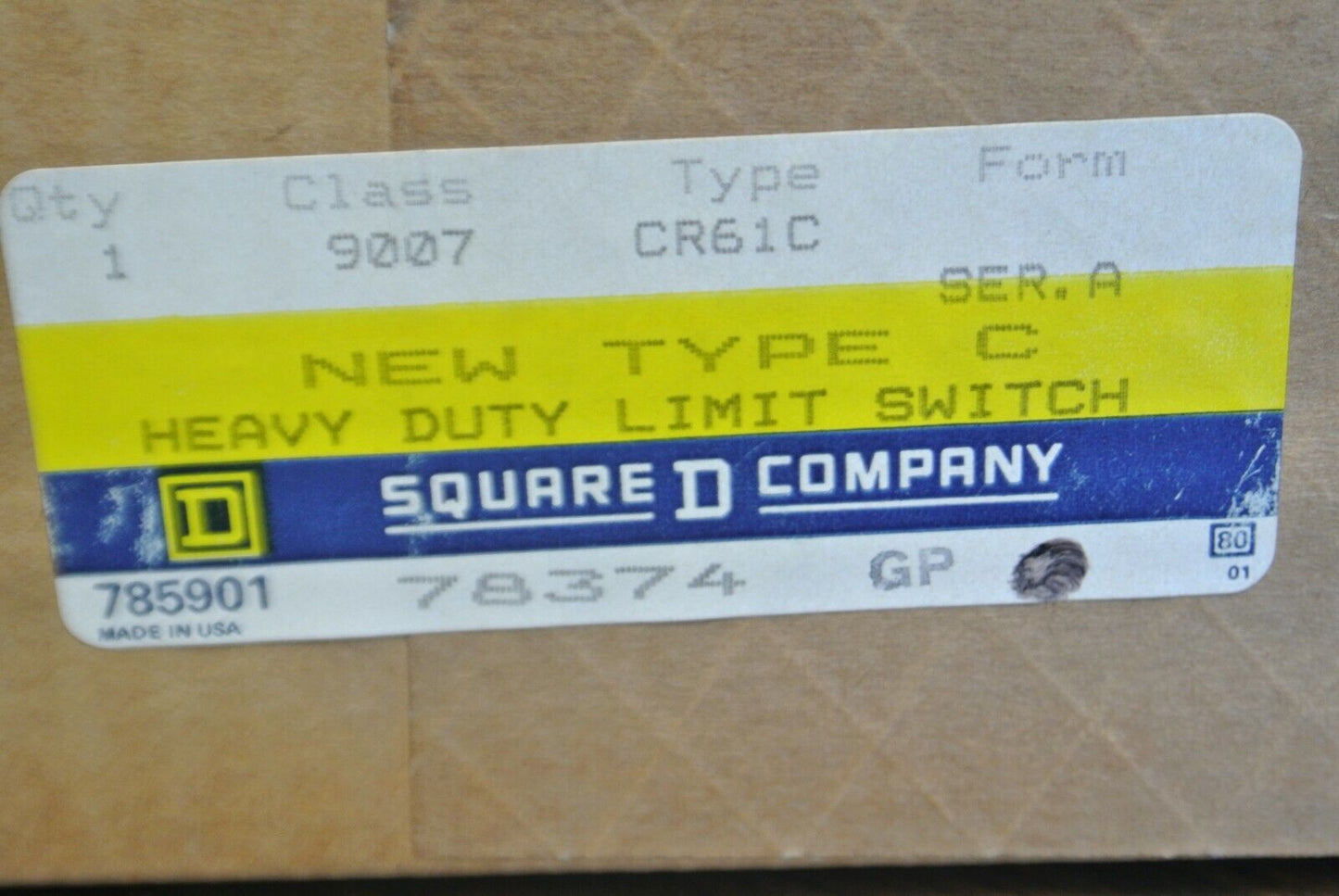 SQUARE D 9007 CR61C Ser. A / NEW TYPE C HEAVY DUTY LIMIT SWITCH / NEW SURPLUS