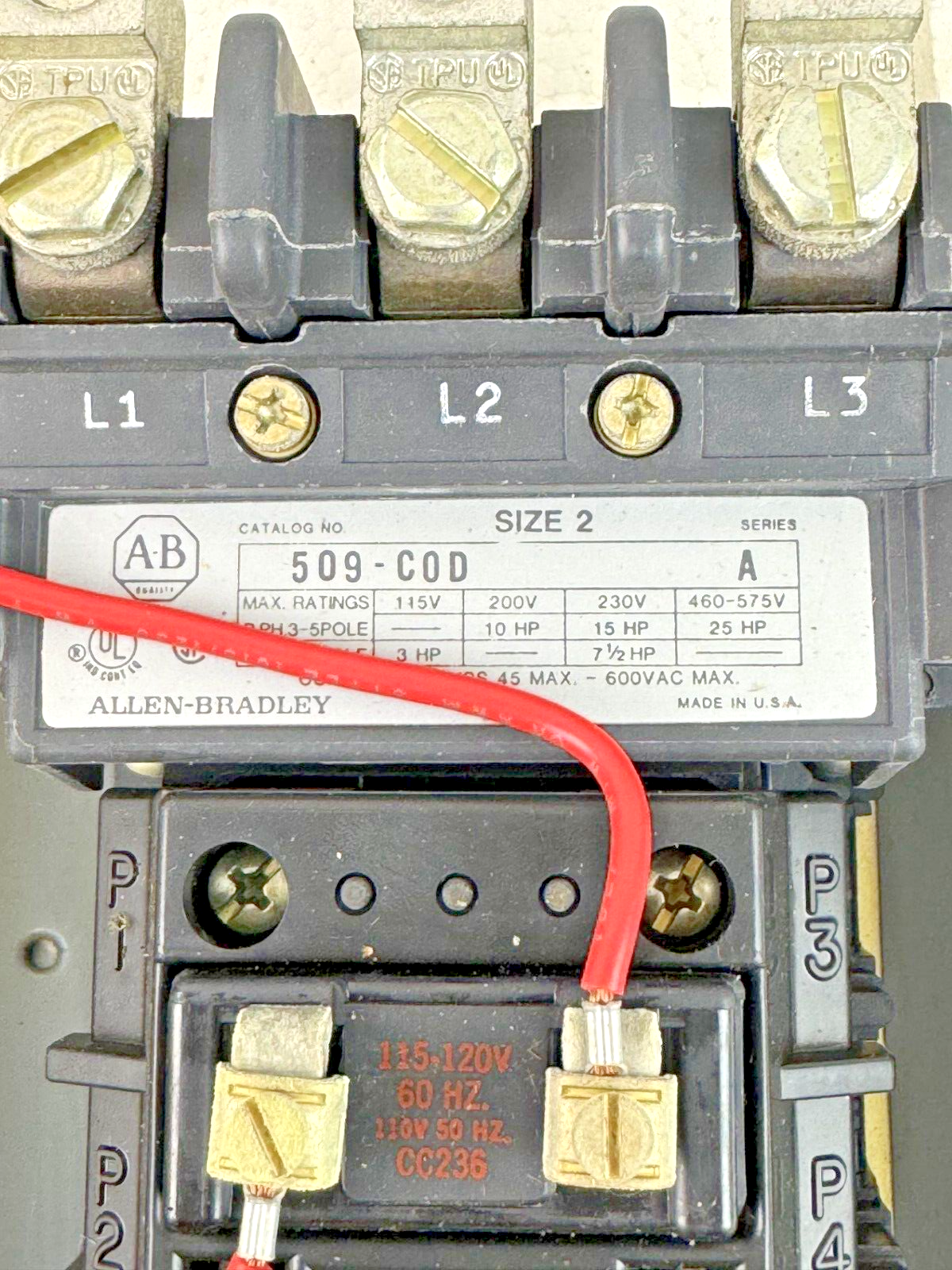 ALLEN-BRADLEY - 509-CAD SER. A -MAG MOTOR CONTROLLER W/ TYPE 1 ENC 120V COIL-NEW