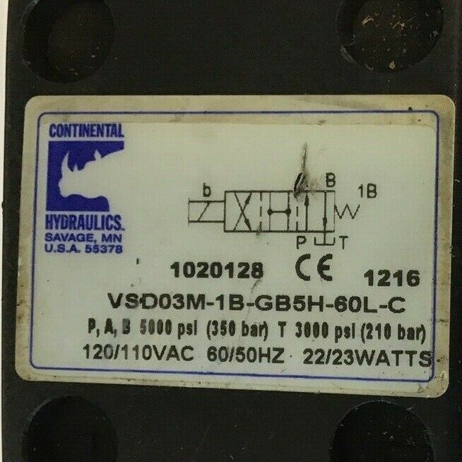 CONTINENTAL HYDRAULICS VSD03M-1B-GB5H-60L-C 120/110VAC 22/23WATTS