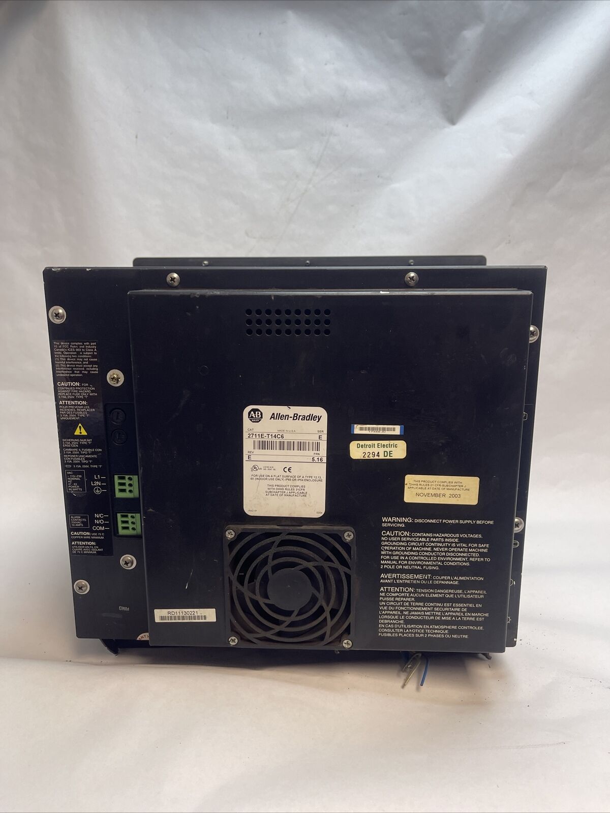 ALLEN BRADLEY 2711E-T14C6 PANELVIEW 1400E SER E 115-230VAC REV E FRN 5.16