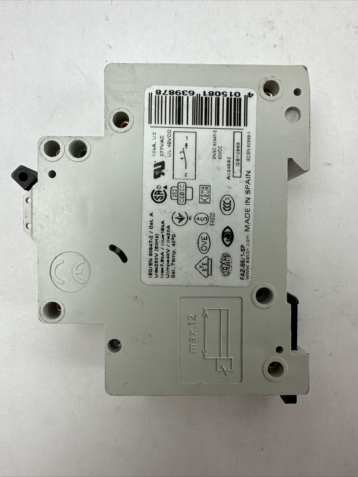 EATON FAZ-B5/1-SP CIRCUIT BREAKER 5A 230/400VAC 240/415VAC 1POLE