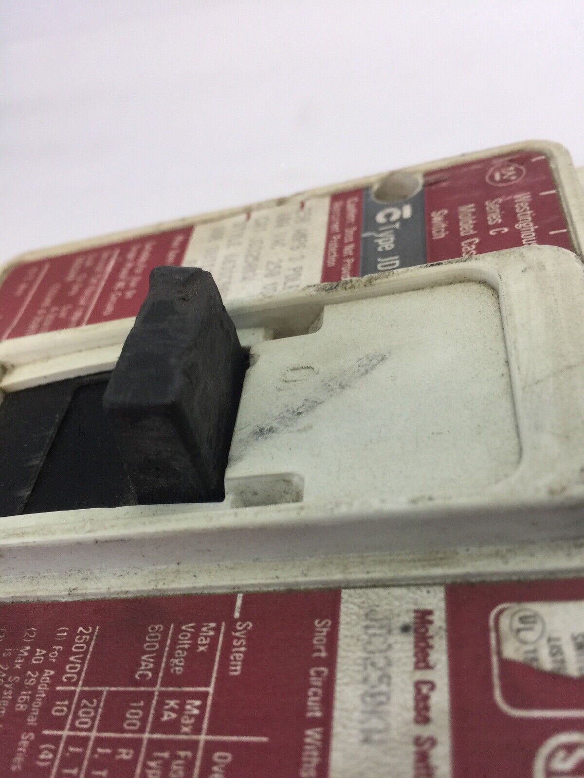WESTINGHOUSE JD3250KW MOLDED CASE SWITCH SER C 250AMP 600VAC 250VDC 3 POLE