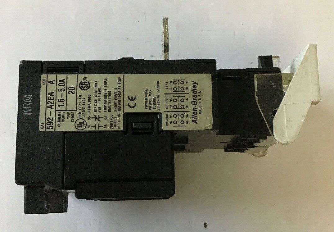 ALLEN BRADELY 592-A2EA OVERLOAD RELAY SER A CURRENT 1.6-5.0A TRIP CLASS 20