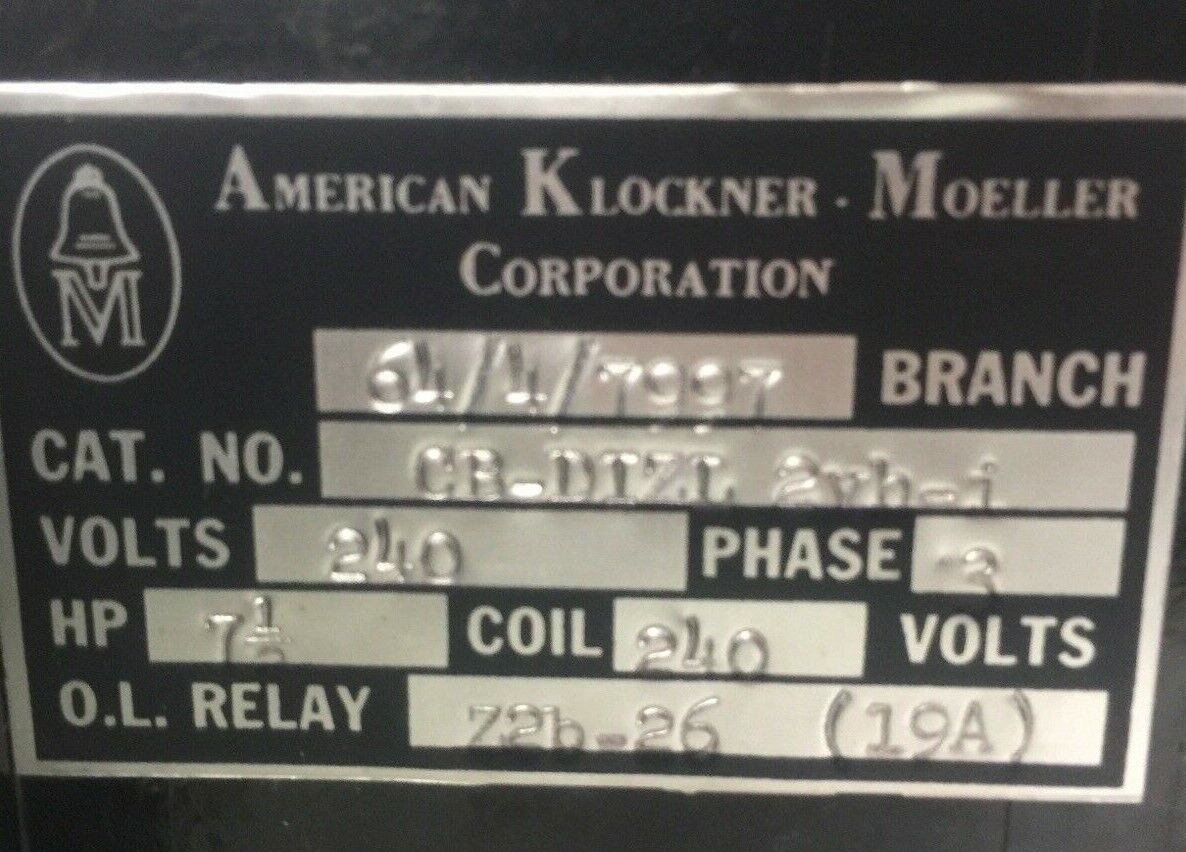 KLOCKNER MOELLER COMBINATION STARTER 7 1/2HP 240V 3PH COIL 240V