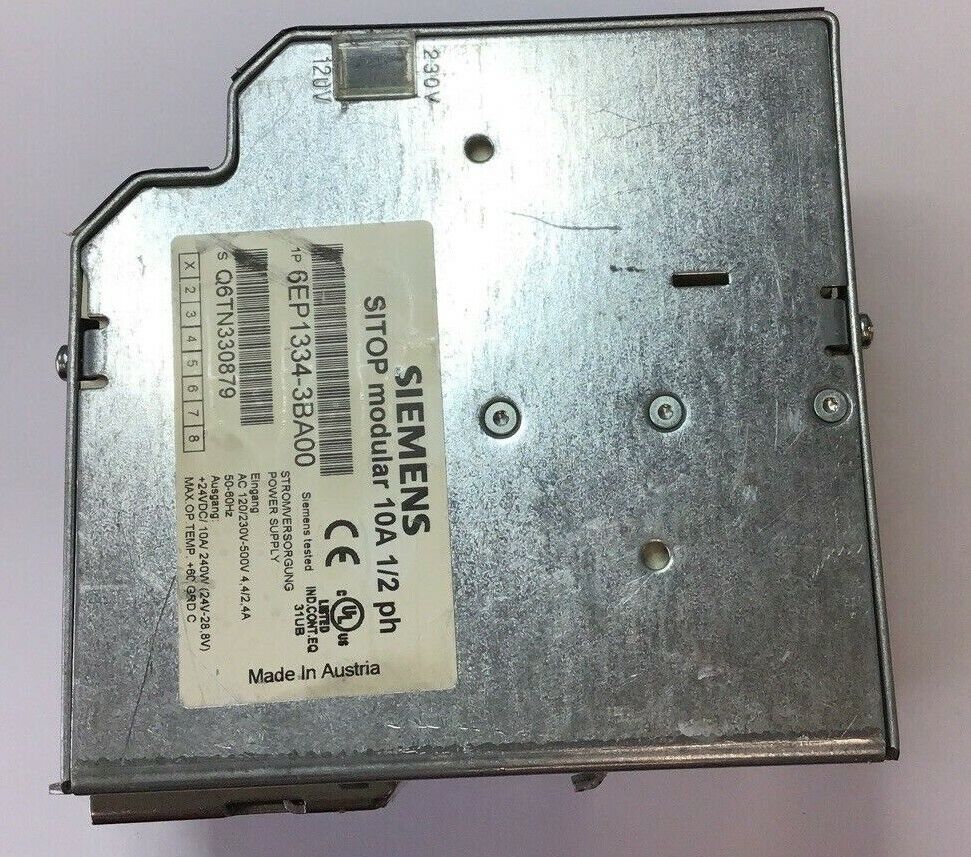 SIEMENS POWER SUPPLY 6EP1 334-3BA00 500V 50/60HZ 10A 1/2HP SITOP