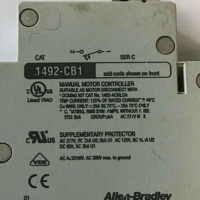 ALLEN BRADLEY 1492-CB1 G200 SER.C CIRCUIT BREAKER, 20 A, 1 POLE (LOTOF7)