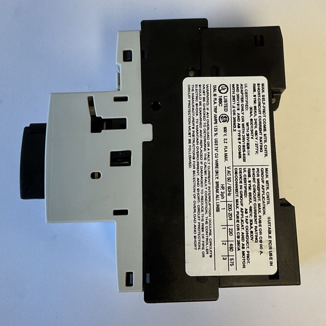SIEMENS 3RV1021-1DA10 MANUAL MOTOR STARTER 42A 2.2-3.2A CLASS 10