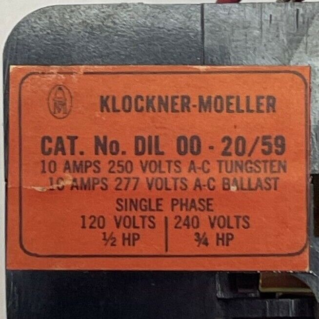 KLOCKNER MOELLER DIL 00-20/59 CONTACTOR COIL 110/115V 60CY (BOX OF 4)