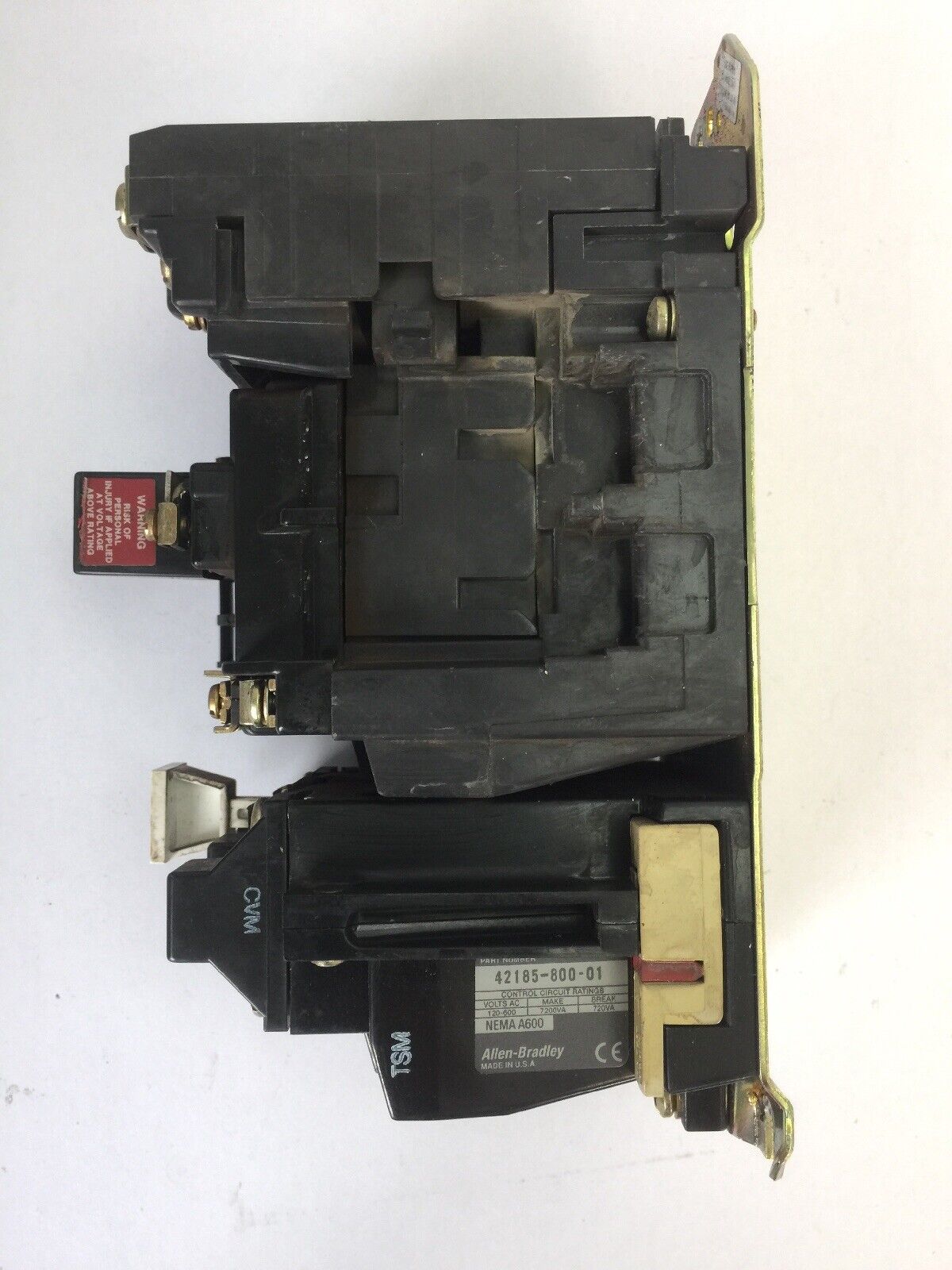 ALLEN BRADLEY 509-B0D SIZE 1 STARTER 600VAC 27AMP 10HP W34 HEATERS 120V COIL