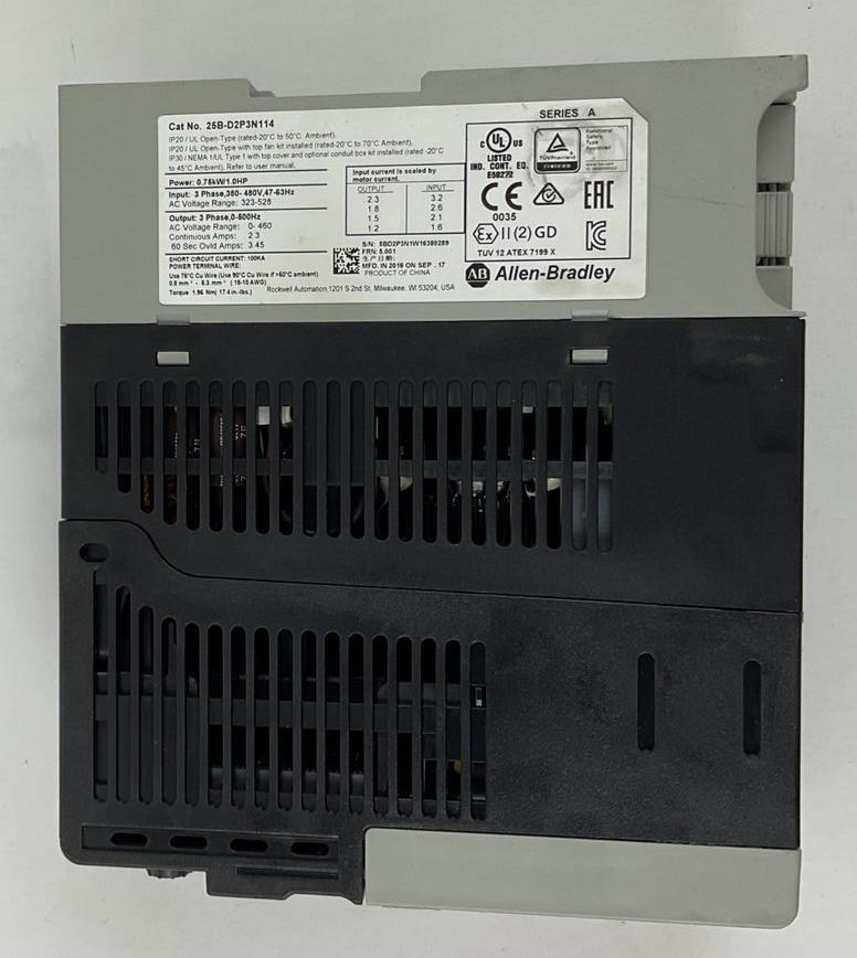 ALLEN BRADLEY 25B-D2P3N114 POWERFLEX SER.A FRN5.001 3PH 480V 63HZ