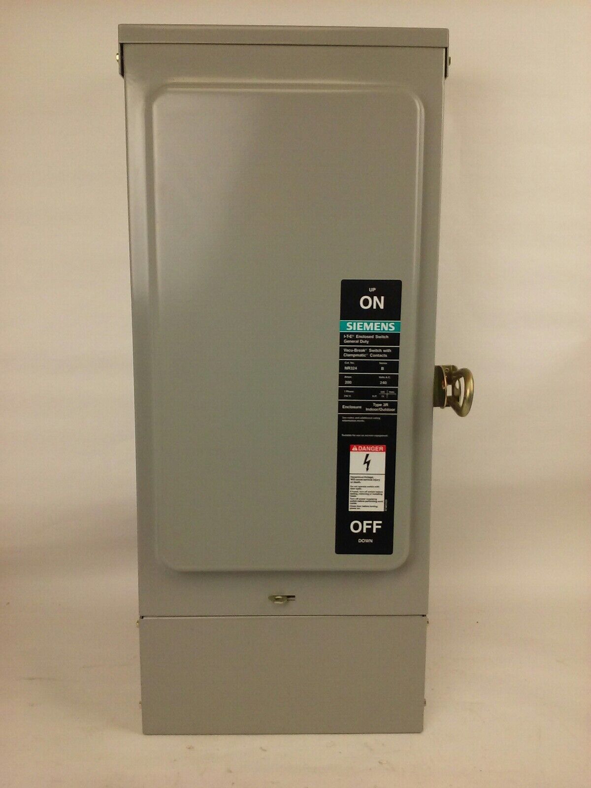 SIEMENS NR243, SER. B, GENERAL DUTY ENCLOSED SWITCH,2P, 200A, 240V, TYPE 3R, NEW