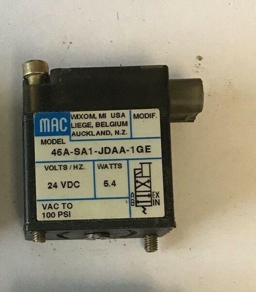 MAC 46A-SA1-JDAA-1GE SOLENOID VALVE 24VDC 5.4WATT 100PSI ***LOTOF4***