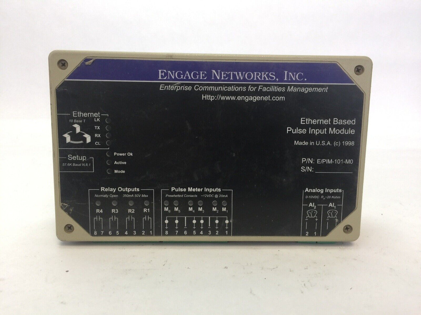 ENGAGE NETWORKS E/PIM-101-M0 ETHERNET PULSE INPUT MODULE