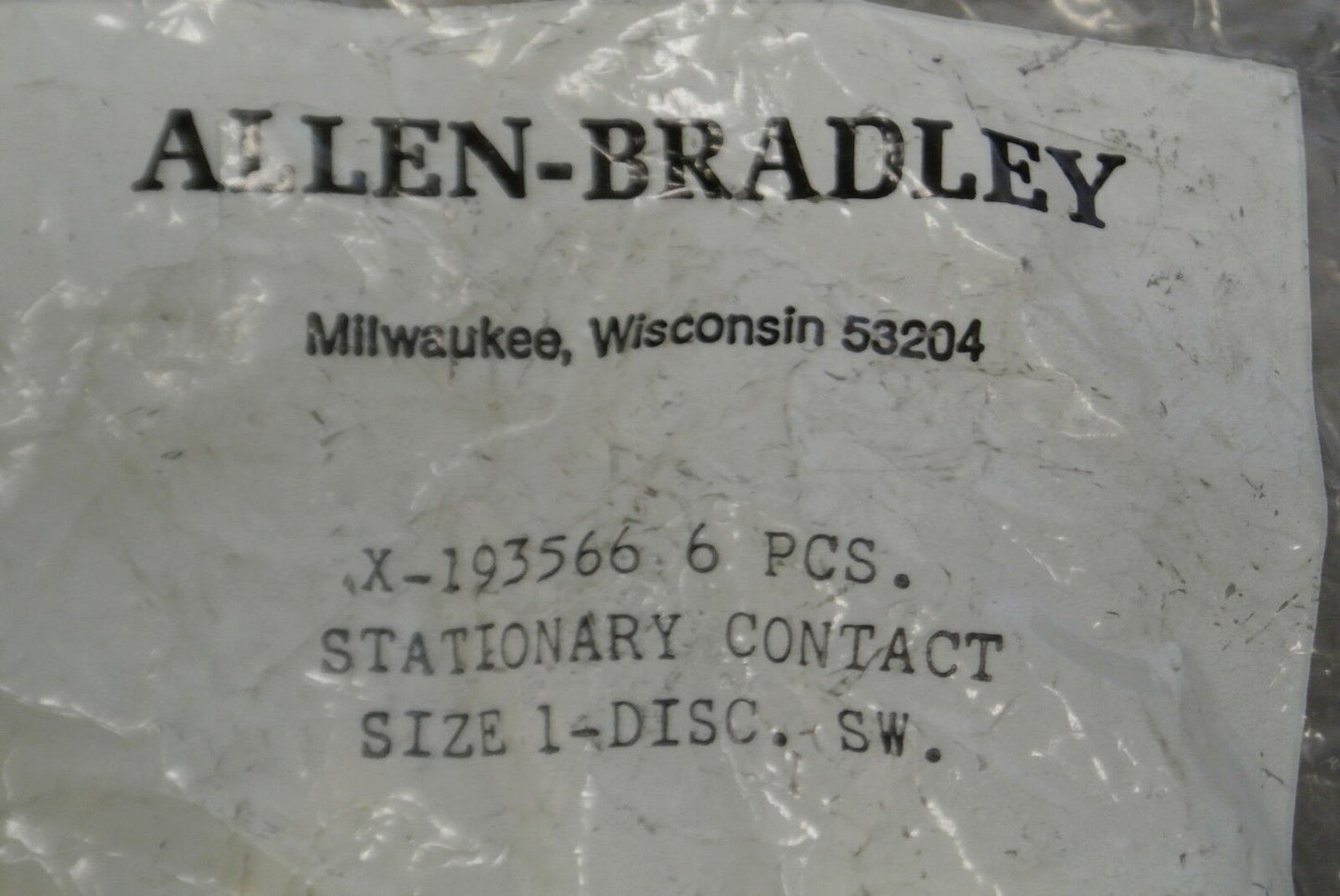 BAG of 6 / ALLEN-BRADLEY X-193566 / STATIONARY CONTACT / SIZE 1 / NEW SURPLUS